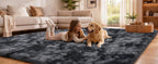 PLHXFR Shag Area Rug, Tie-Dyed Dark Grey, 8 x 10 ft