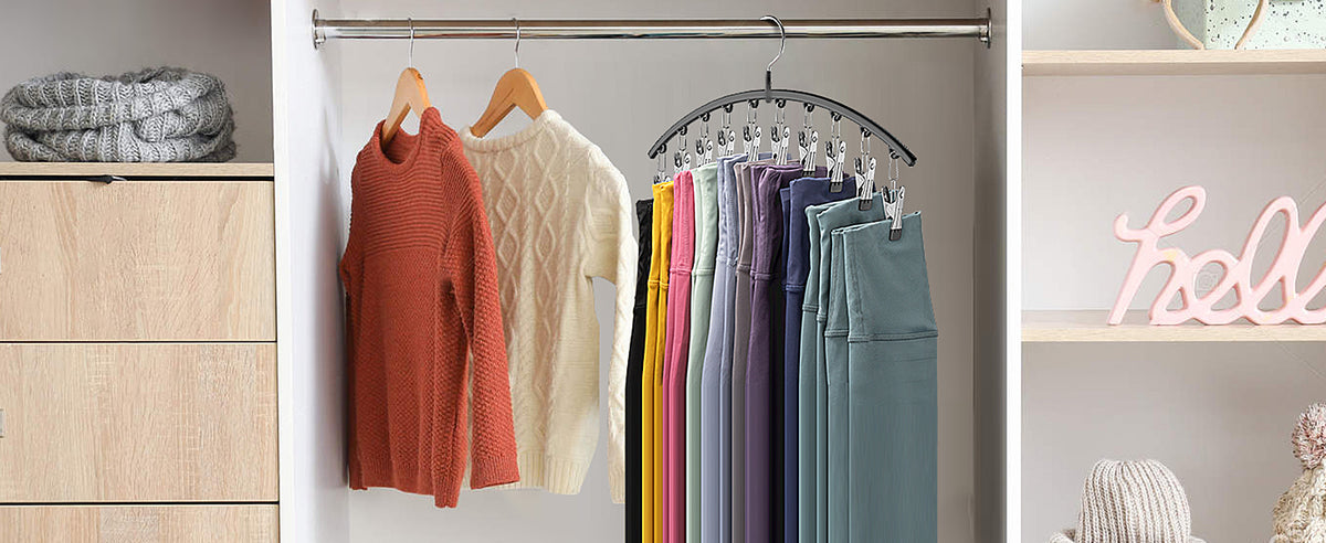 Volnamal Ten-Clip Pants Hangers, Black, 2-Pack