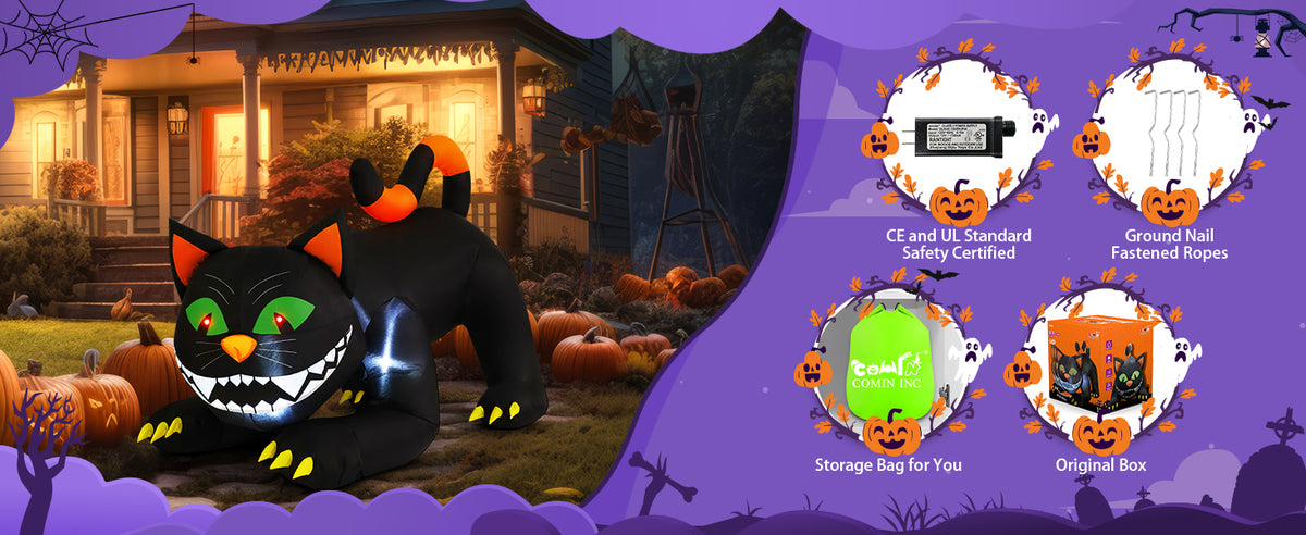 COMIN 69322 6-Foot Halloween Animated Black Cat Inflatable – Black – product detail