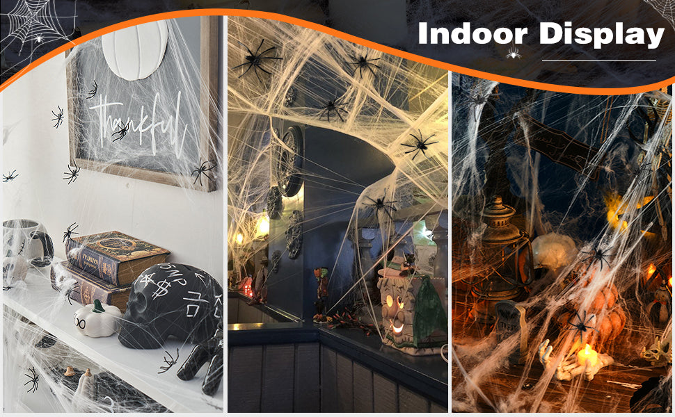 ZPISF Stretchable Halloween Cobwebs with 30 Spiders, Large