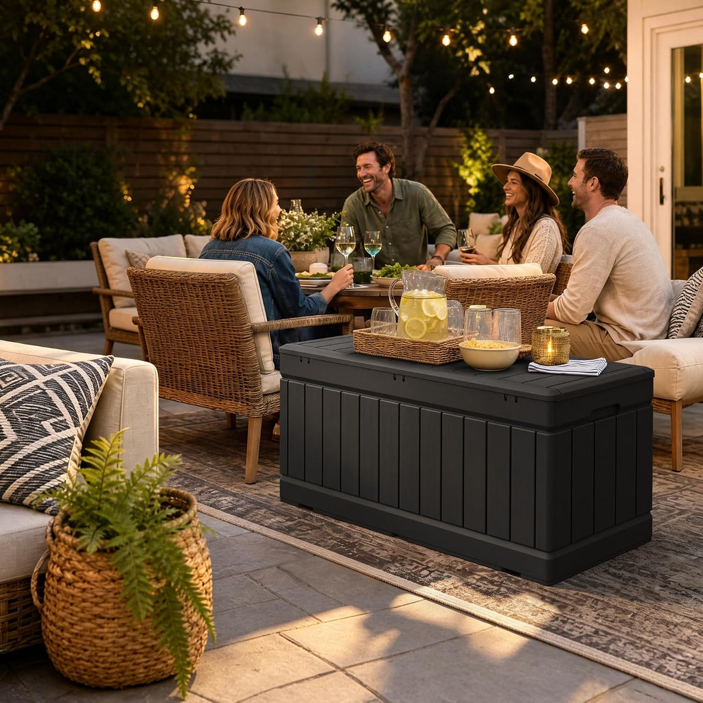 Devoko Resin Deck Storage Box, Black, 78 Gallon