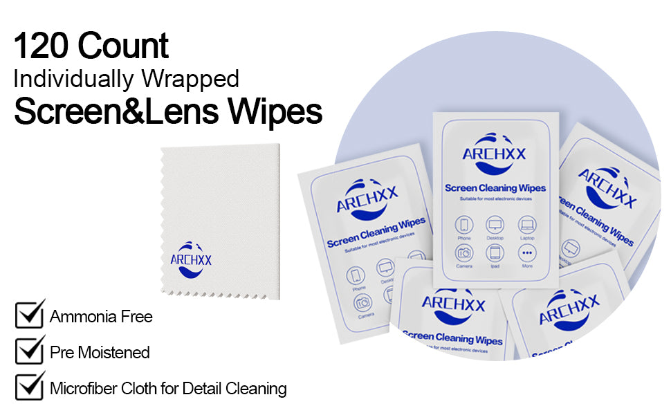 ARCHXX Individually Wrapped Screen Wipes, 120-Pack