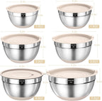 Umite Chef Mixing Bowls and Kitchen Tools, Khaki, 26 Pieces