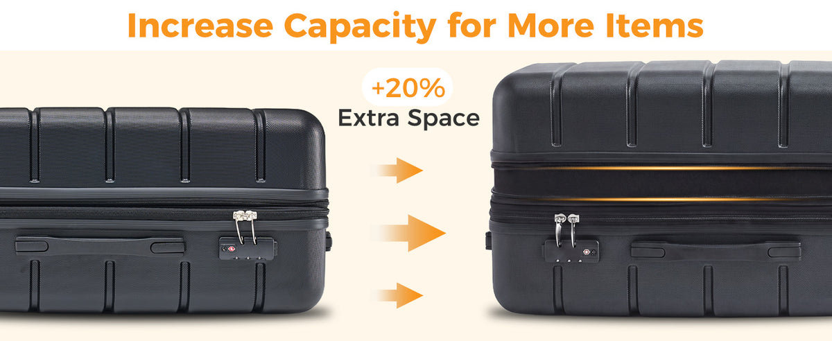 NEWBULIG NV2-2LG-24BK Hardside Suitcase – 24 Inch, Black – Black / 24 Inch – product detail