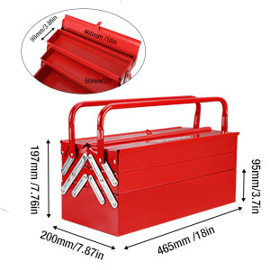 WORKPRO W082075AE 18-Inch Five-Tray Cantilever Tool Box – Red – product detail