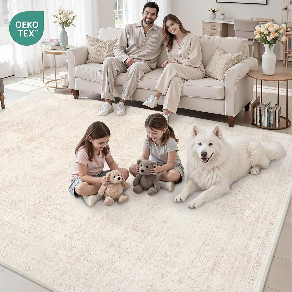 Luxturiy Vintage-Style Area Rug, Beige, 8 x 10 ft