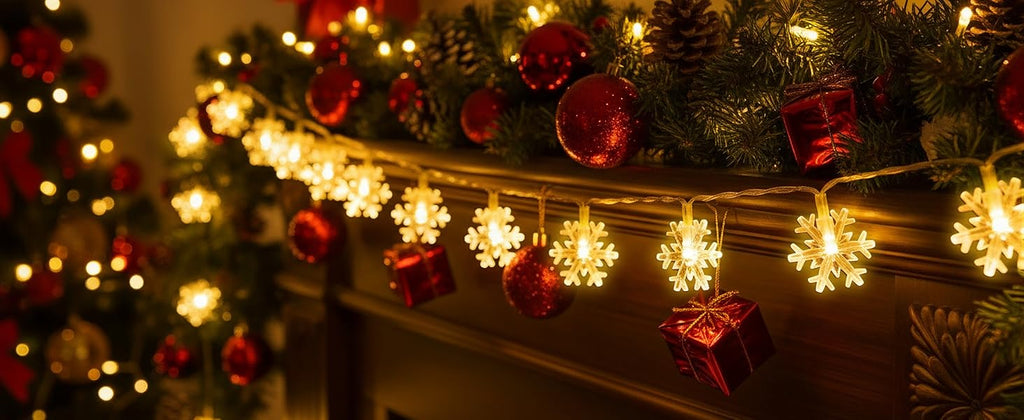 CESOF Warm White Snowflake String Lights, 20 ft