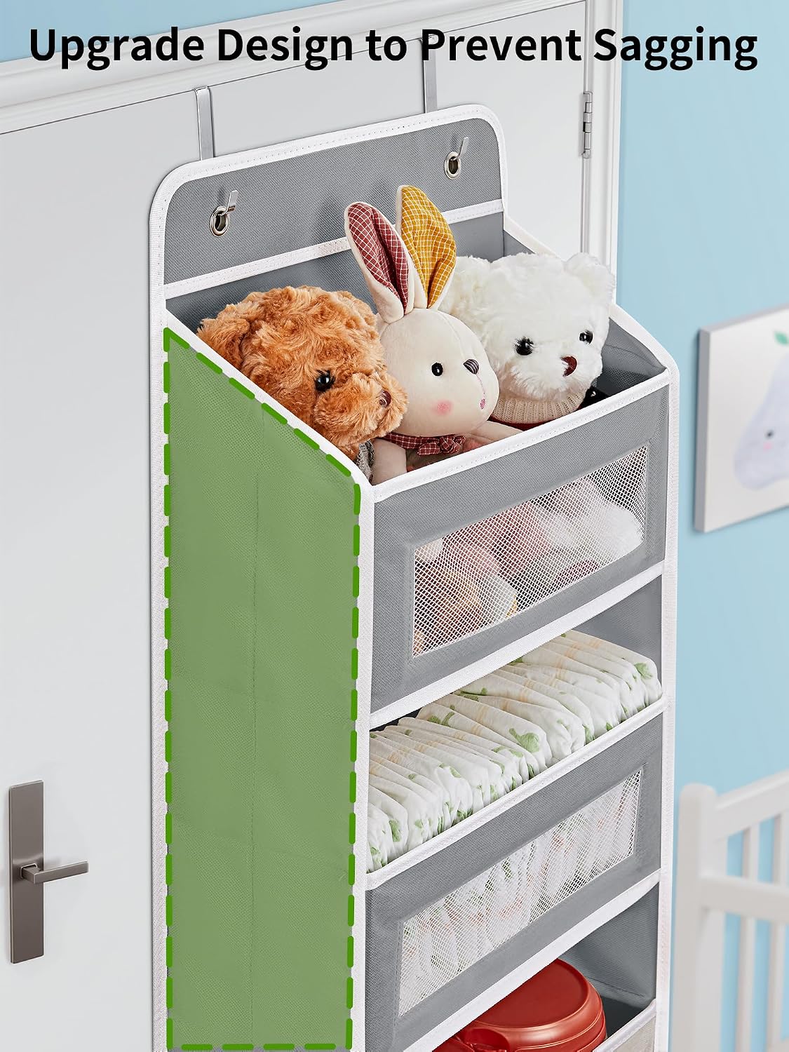 JARLINK Five-Pocket Door Organizer, Grey, Standard