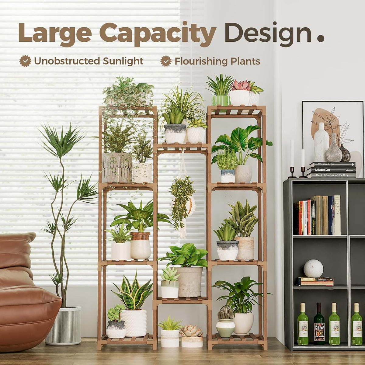 Bamworld Wooden Plant Display Stand, Brown, Cabinet Style