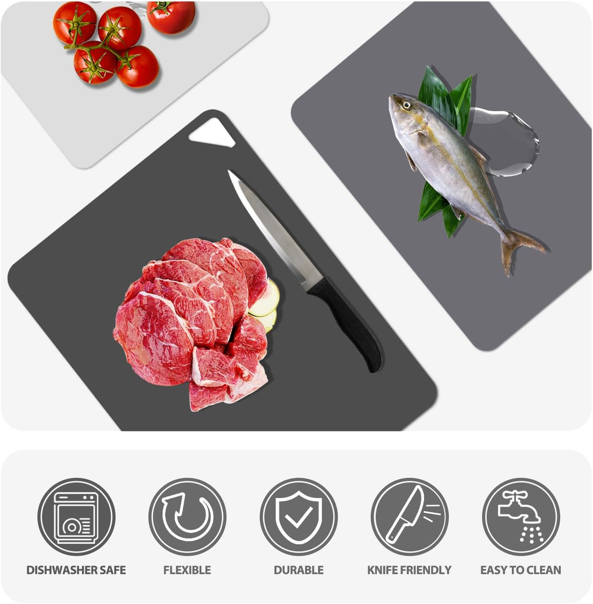 WK Flexible Cutting Mats, Mixed Grey, 3 Sizes
