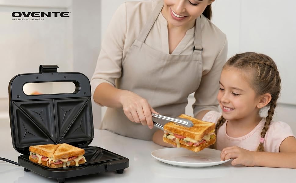 OVENTE GPS401B Electric Sandwich Maker, Black