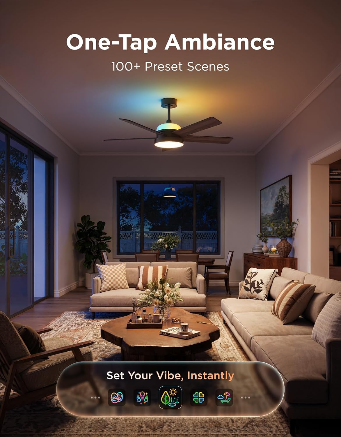 Govee 52-Inch Smart Ceiling Fan with RGBIC Lighting, Black