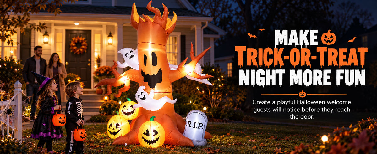 IHGYT HY-QQ26016 8-Foot Halloween Ghost Tree & Pumpkin & Tombstone Inflatable – Ghost Tree – product detail