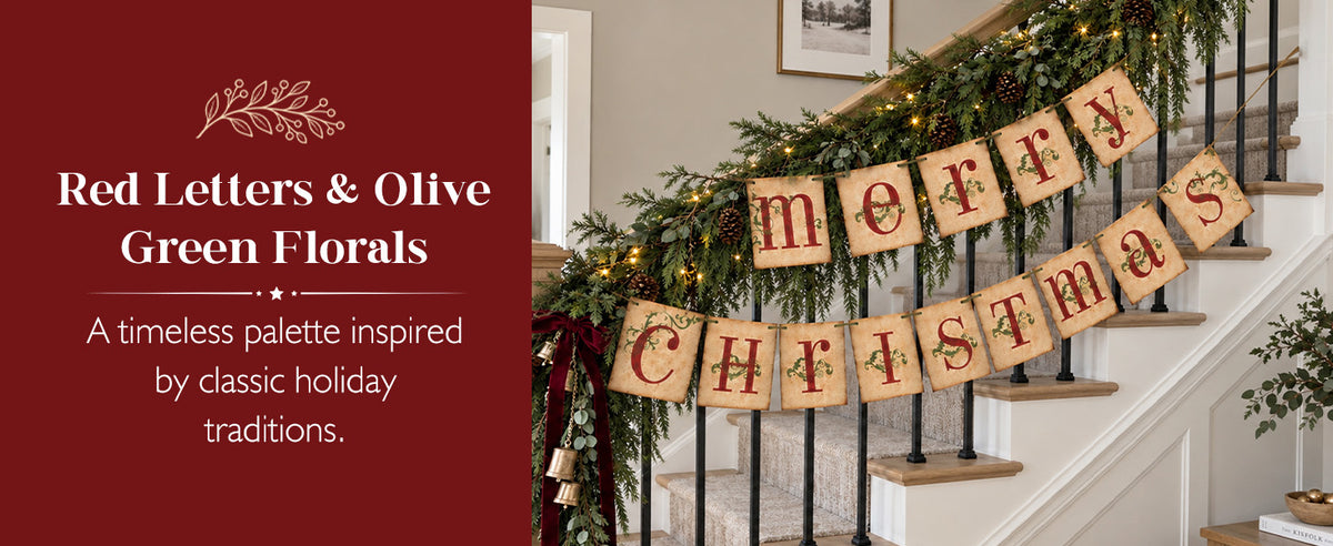 ORIENTAL CHERRY Vintage-Style Merry Christmas Banner