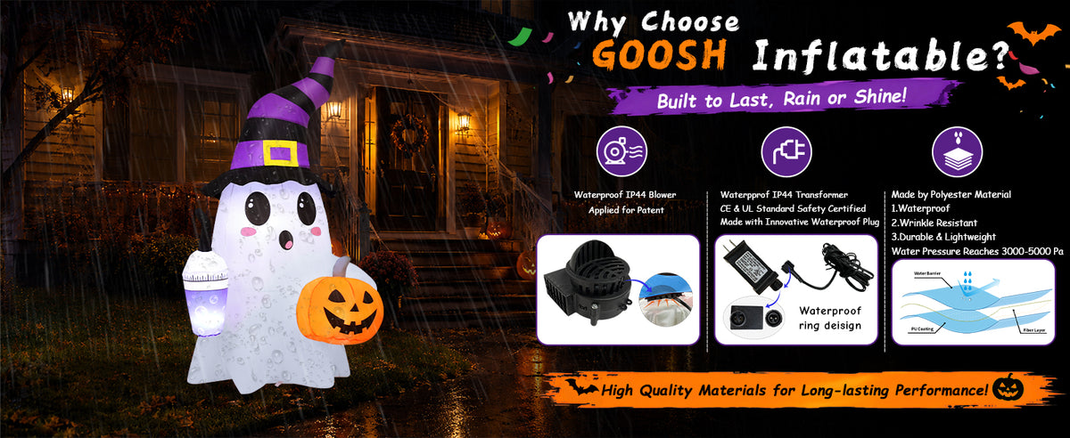 GOOSH 69656 6.2-Foot Halloween Ghost & Pumpkin Inflatable – white – product detail