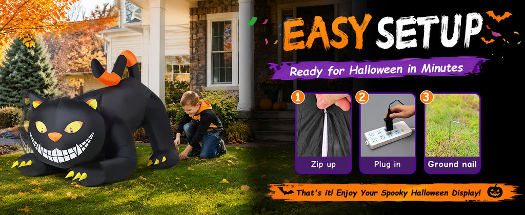 GOOSH 6-Foot Halloween Animated Black Cat Inflatable – Black – product detail