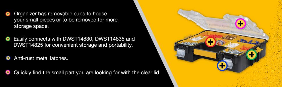 DEWALT DWST14825 10-Compartment Deep Parts Organizer – One Size – One Size / Black|Clear, Black – product detail