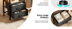 Lazzanto Two-Drawer Nightstand with Charging Station and LED Light, Black