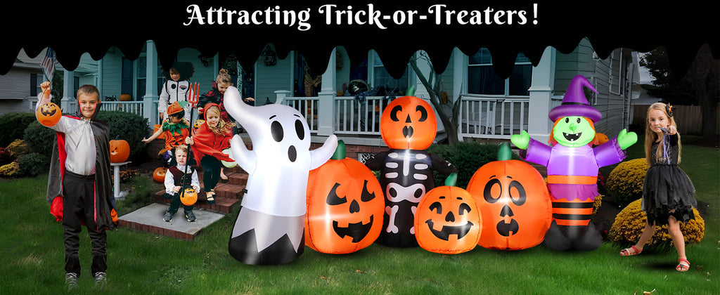 FunFanso HL22052-240 8-Foot Halloween Pumpkin & Witch & Ghost Inflatable – 8FT Ghost Witch, Multicolor – 8FT Ghost Witch / Multicolor – product detail