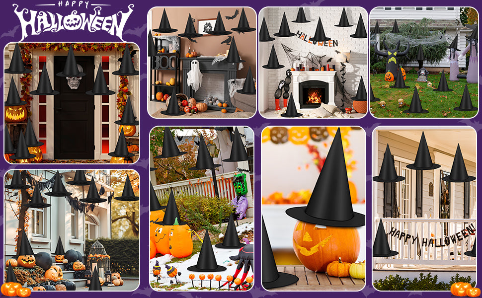 Helimoto 6-Piece Hanging Halloween Witch Hat Set – Black – product detail