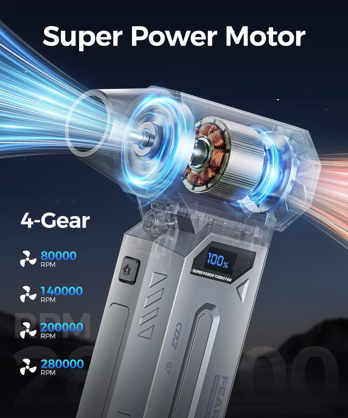 MiaEpic Z3 Rechargeable Electric Air Duster, Grey
