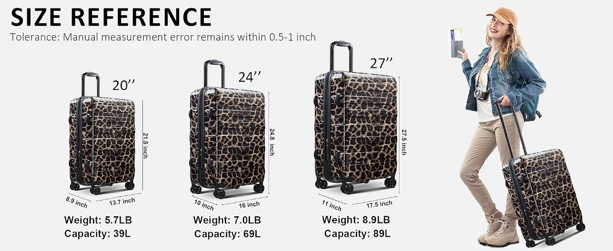 Tolino HW-Wild-20/24in Luggage Set – 2 Sets(20In/24In), Cheetah – Cheetah / 2 Sets(20In/24In) – product detail