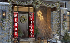 Ivenf Merry Christmas Porch Banners, Red and Black Plaid, Set of 2