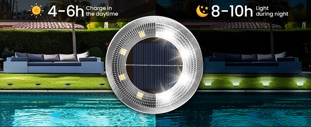 SOLPEX Solar Ground Lights, Cool White, 10-Pack