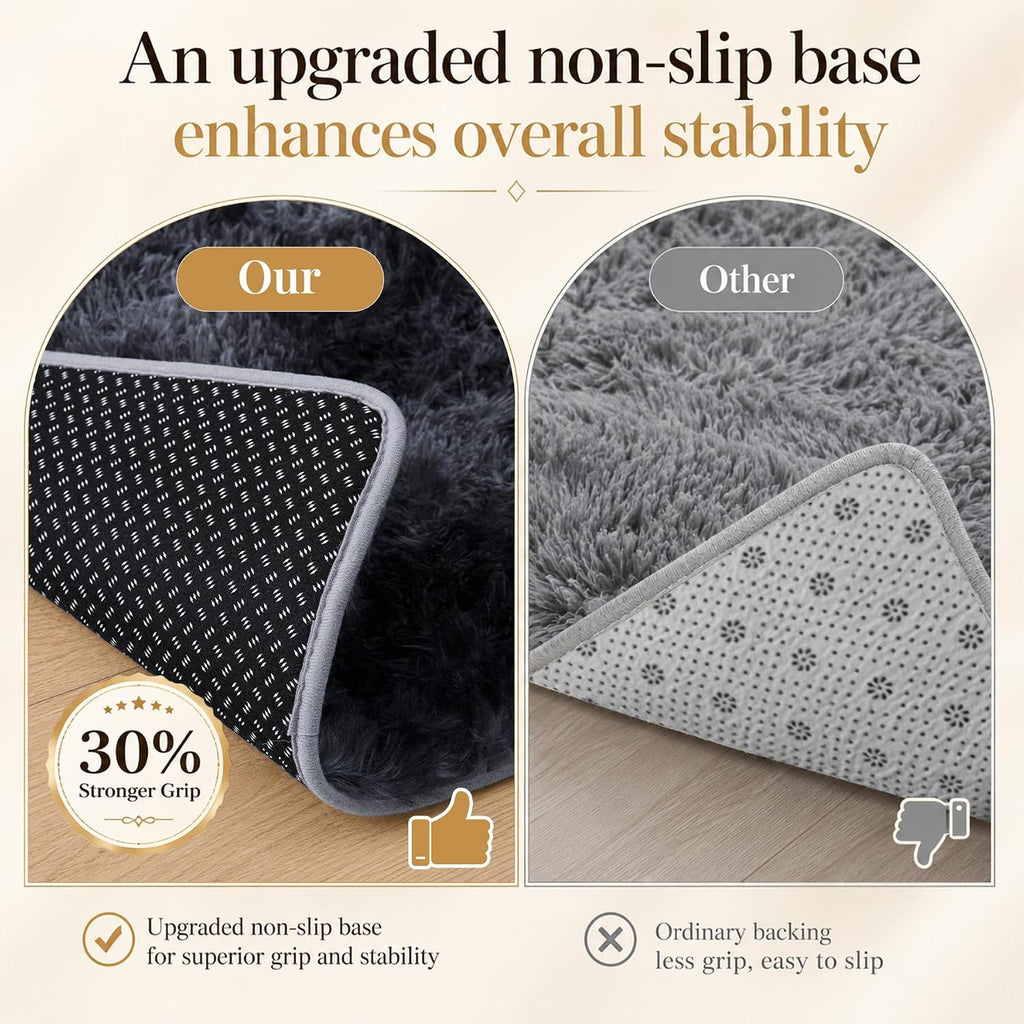 PLHXFR Shag Area Rug, Tie-Dyed Dark Grey, 8 x 10 ft