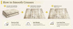 OLANLY Beige Abstract Washable Area Rug