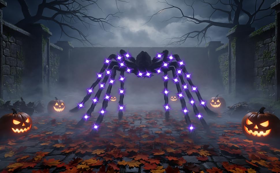 Cherislpy 78-Inch Lighted Halloween Spider Decoration – Multicolor – product detail
