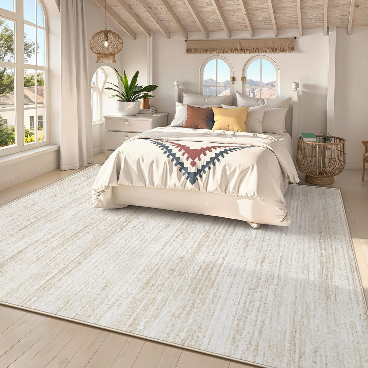 Zomfy Printed Area Rug, Beige, 8 x 10 ft