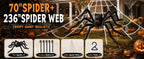 Land Guard WSJ-SJWZZ 236-Inch Halloween Web & 70-Inch Spider Set – 236 inches, White, Black – 236 inches / White, Black – product detail