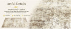 OLANLY Beige Abstract Washable Area Rug