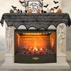 AerWo Black Lace Spiderweb Mantel Scarf