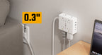 SUPERDANNY Flat-Plug Power Strip, White, 10 ft