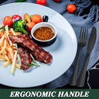 EWFEN Black Flatware with Steak Knives, 24-Piece Set