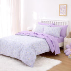 Wake In Cloud Purple Floral Full Comforter Set, 3 Pieces