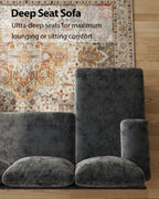 TROMIRY 112-Inch U-Shaped Chenille Sectional Sofa, Dark Grey