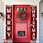 Ivenf Merry Christmas Porch Banners, Red and Black Plaid, Set of 2
