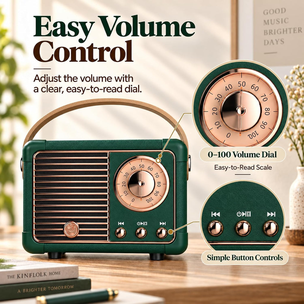 Dosmix Retro-Style Bluetooth Speaker, Green