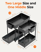Sevenblue Two-Tier Under-Sink Organizers, Black, 3-Pack