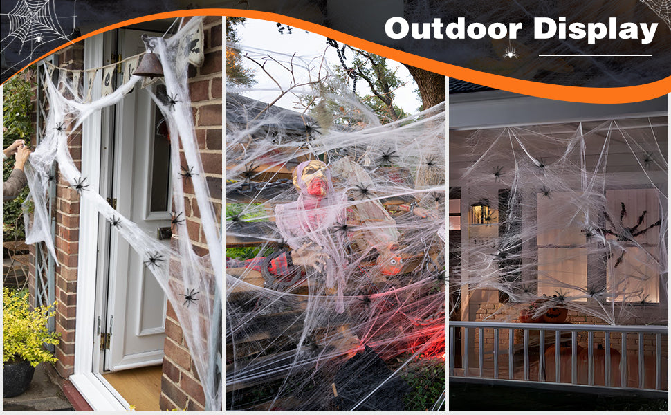 ZPISF Stretchable Halloween Cobwebs with 30 Spiders, Large