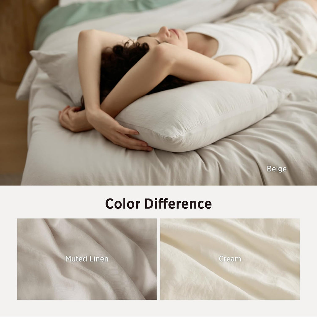 Bedsure Prewashed King Comforter Set, 3 Pieces, Beige