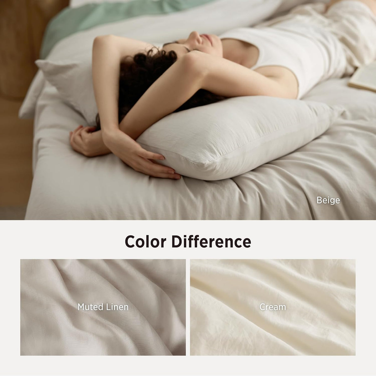 Bedsure Prewashed King Comforter Set, 3 Pieces, Beige