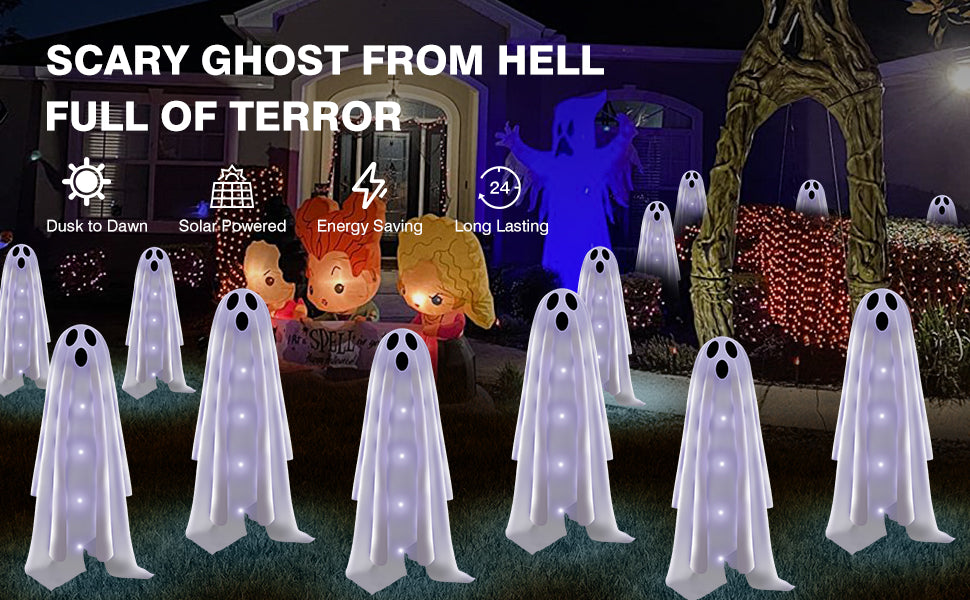 Betrihyes BTBGCW01 6-Pack Solar Halloween Ghost Path Lights – Cold White – product detail