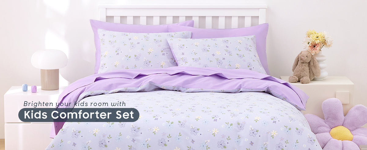 Wake In Cloud Purple Floral Full Comforter Set, 3 Pieces