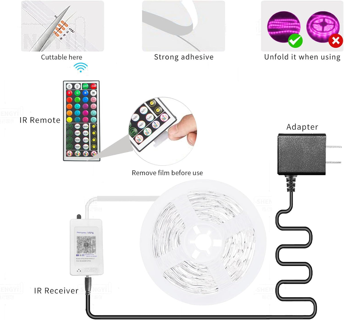 KSIPZE RGB LED Strip Lights with App and Remote Control, 100 ft
