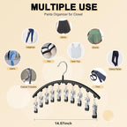 Volnamal Ten-Clip Pants Hangers, Black, 2-Pack
