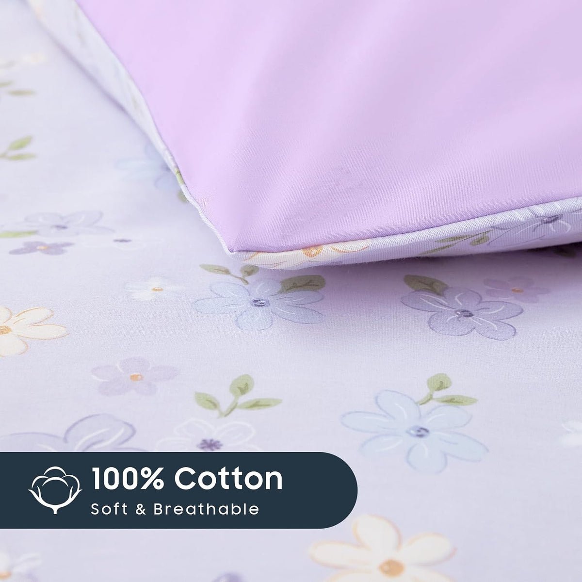 Wake In Cloud Purple Floral Full Comforter Set, 3 Pieces